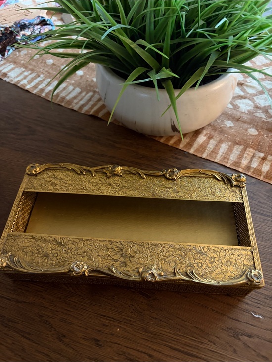 Other - Ornate Gold Decorative Tissue Box Cover - Vintage-Style Home Bath Accessory